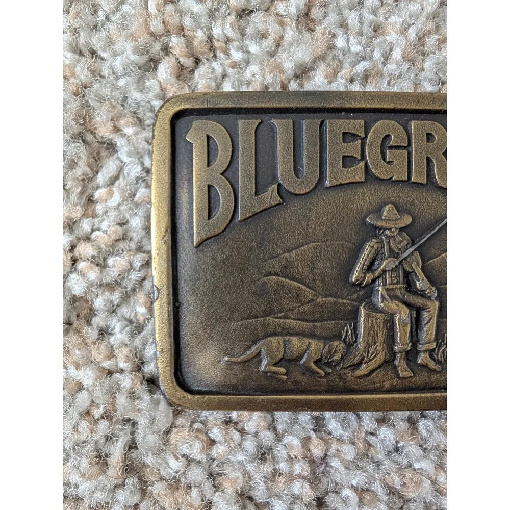 Vintage Indiana Metal Craft Bluegrass Fiddle Player Brass Belt Buckle J 98